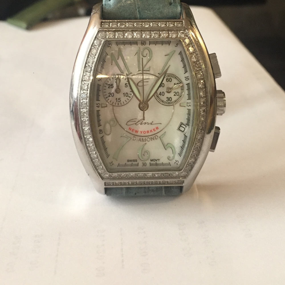Elini Diamond New Yorker Watch w/ Mother of Pearl